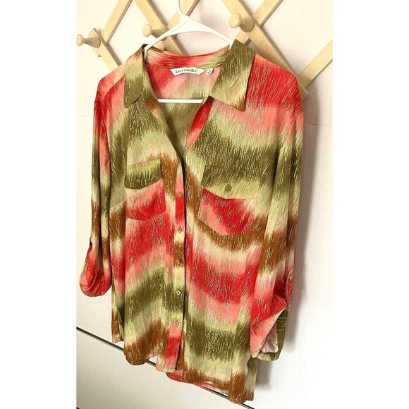 Emily Daniels Women’s XL Multicolor Sequin Blouse Shirt Roll Tab Sleeve - Picture 3 of 12